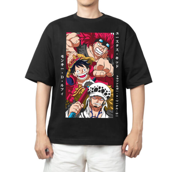 Áo thun Wibu One Piece Luffy, Kid, Law