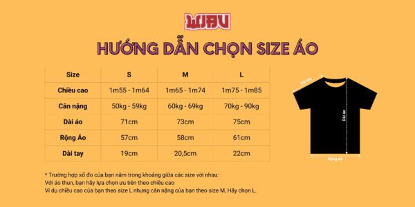 Bảng size áo Wibu